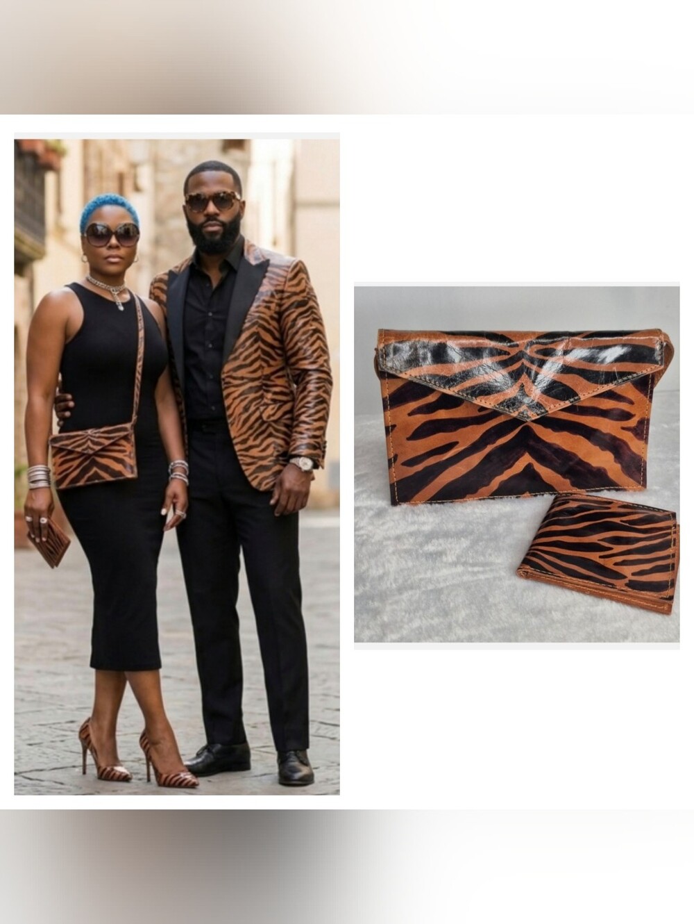 Animal Print Genuine Leather Vintage Clutch Crossbody w/wallet
